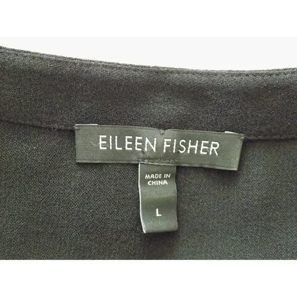 Eileen Fisher black silk tunic top size Large - Picture 4 of 5